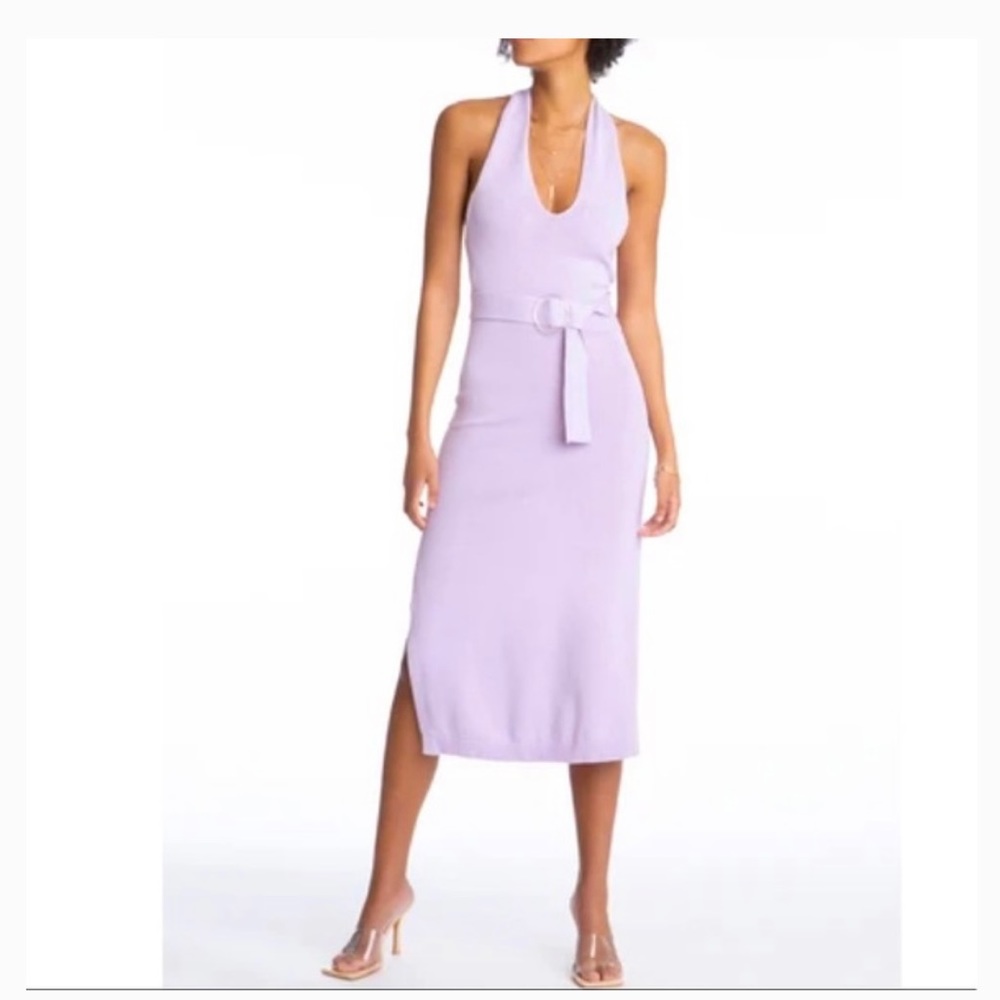 New Women’s 525 America Halter Sweater Midi Dress Wisteria Lavender Sz L